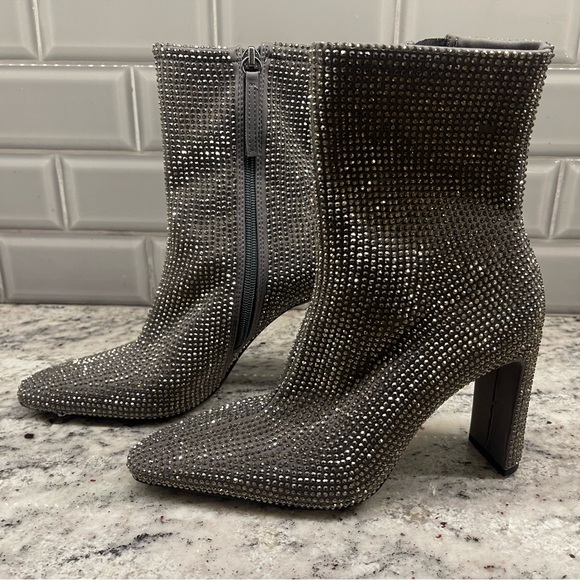 ZARA Rhinestone Heeled Ankle Booties - Picture 6 of 11
